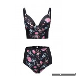 JUZIV Women Printed Bikini Swimwear Push up Bralette Elegant Cheeky Bottom Swimsuit Two Piece Black B07N1L265L
